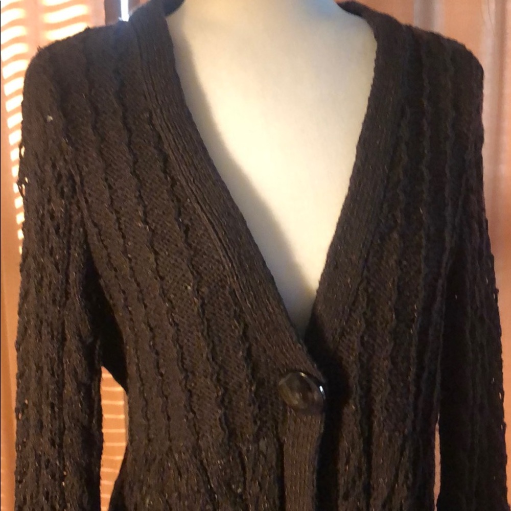 Beautiful chocolate brown sweater w/snap closure